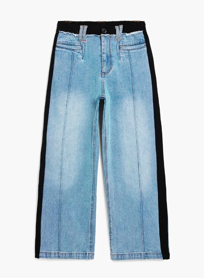 DESIGUAL Two-Material Denim Trousers